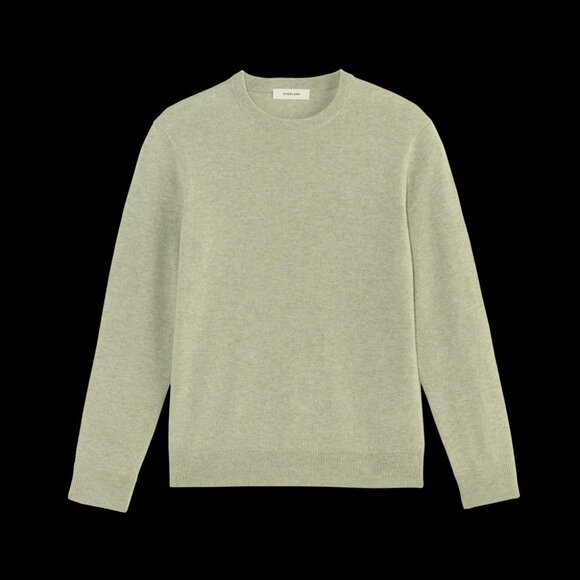 Everlane Men's Cashmere Crew Neck Sweater in Light Heathered Moss, Size Large - Picture 2 of 6